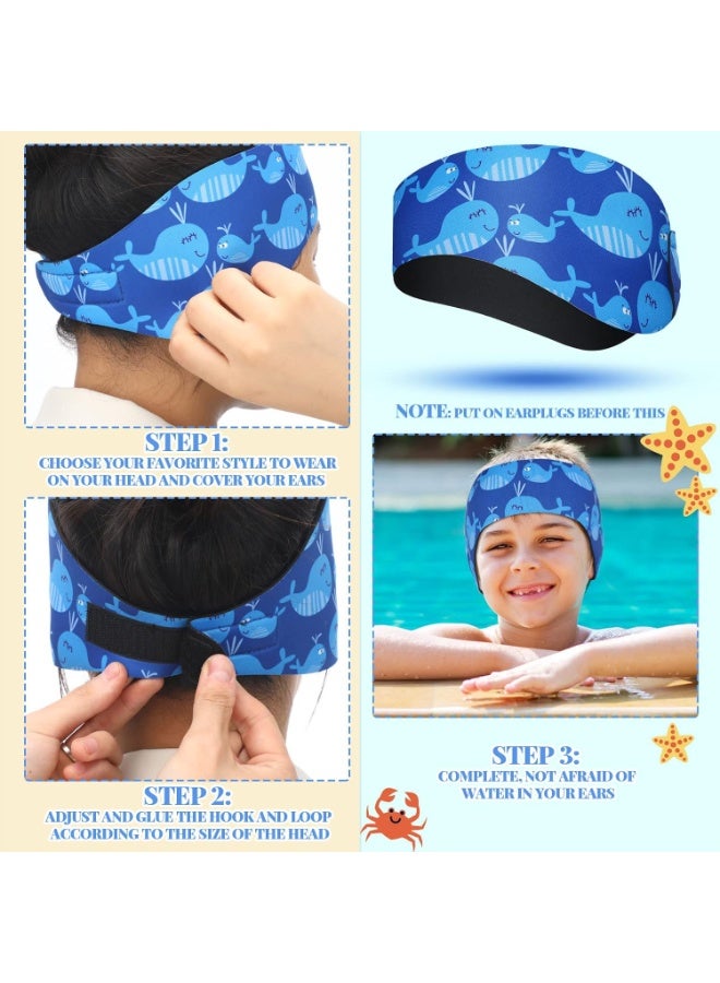 ديوتي عبوة من 4 عصابات رأس لحماية أذني الأطفال للسباحة، مصنوعة من النيوبرين المقاوم للماء وقابل للتعديل، مناسبة للسباحة، والاستحمام، وركوب الأمواج، والتجديف. - Image 4