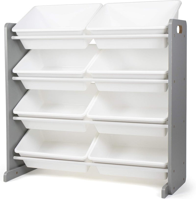 Snazzy Toy Storage Organizer, 8 Large Storage Bins, Grey/White - Image 1