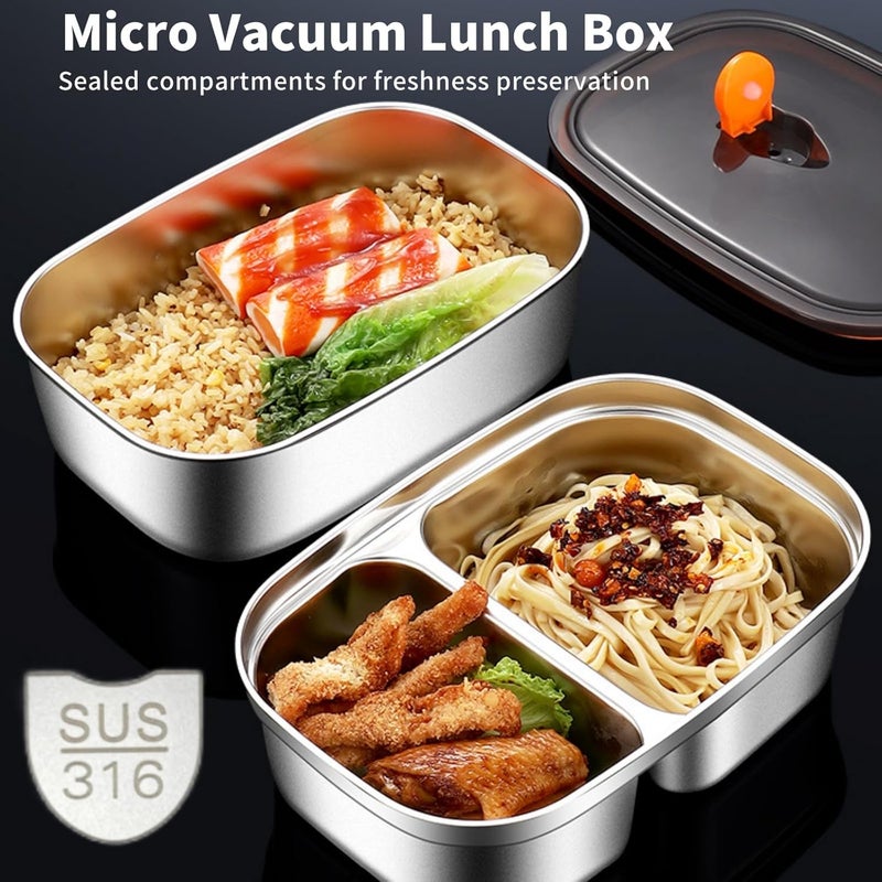 Lullaxx 316 Stainless Steel Lunch Box Bento Lunch Box With Lunch Bags 1200ML*1 1700ML*1 For Adults Micro-Pressure Freshness-Locking Technology With Cutlery And Thermal Bag - Image 3