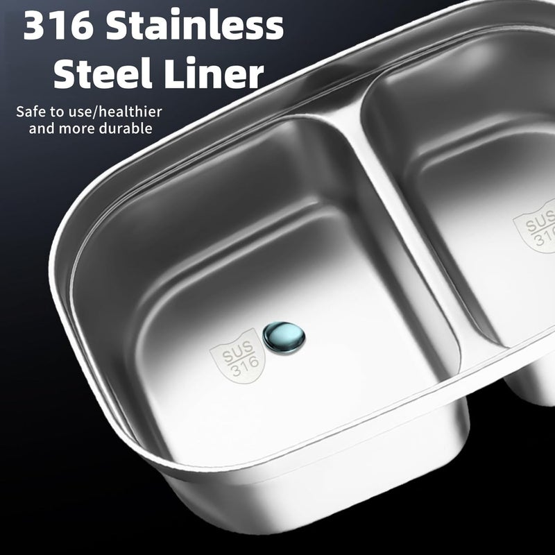 Lullaxx 316 Stainless Steel Lunch Box Bento Lunch Box With Lunch Bags 1200ML*1 1700ML*1 For Adults Micro-Pressure Freshness-Locking Technology With Cutlery And Thermal Bag - Image 5