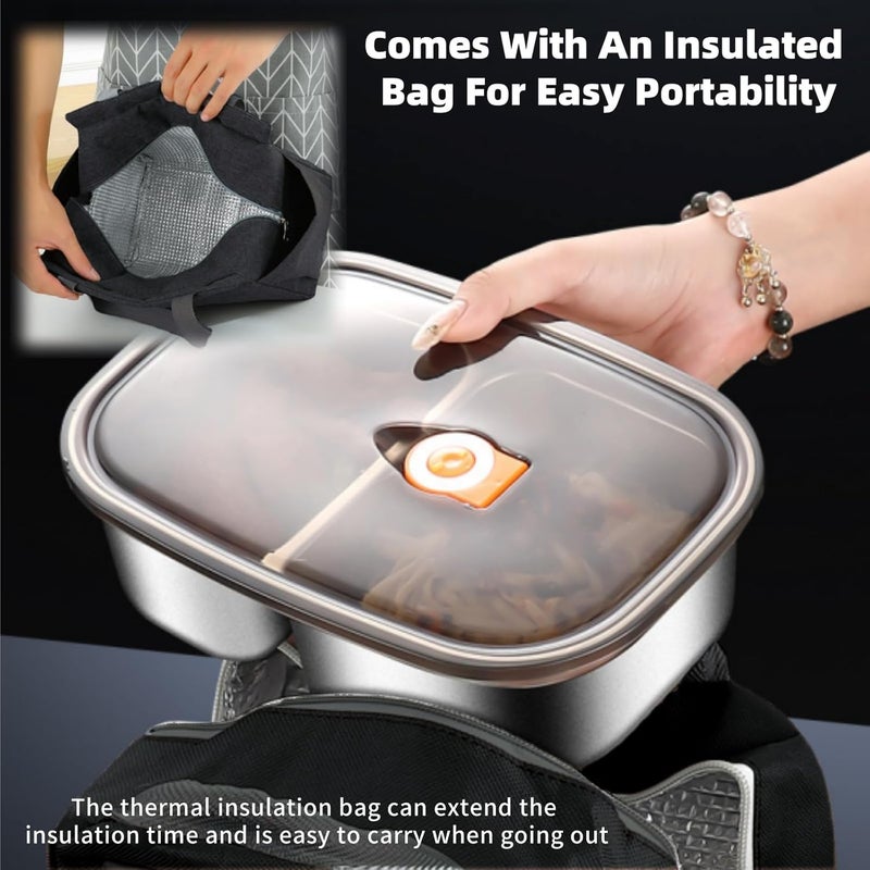 Lullaxx 316 Stainless Steel Lunch Box Bento Lunch Box With Lunch Bags 1200ML*1 1700ML*1 For Adults Micro-Pressure Freshness-Locking Technology With Cutlery And Thermal Bag - Image 2