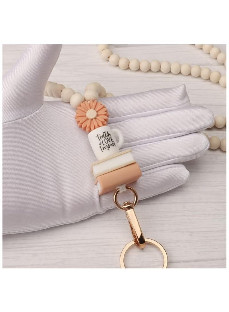 ID Badge Holder,Card Holder,With Fashion Wood Beaded Lanyard for Keys,credit-card or driver's license sized cards, Super Cute Boho Breakaway Lanyard for Women - Image 4