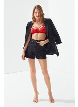 COTTONHILL Red Lace Adjustable Elastic Women's Bralette Bra  - Image 2