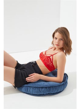 COTTONHILL Red Lace Adjustable Elastic Women's Bralette Bra  - Image 4