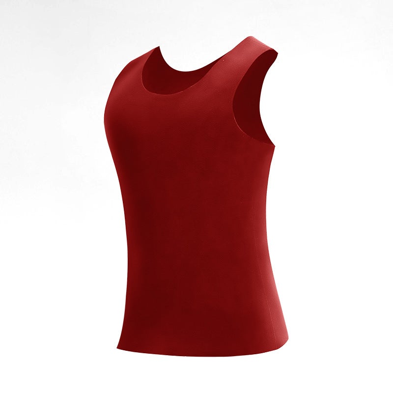 Mens Warm Fleece-Lined Vest Sleeveless T-shirt Dark gray  - Image 4