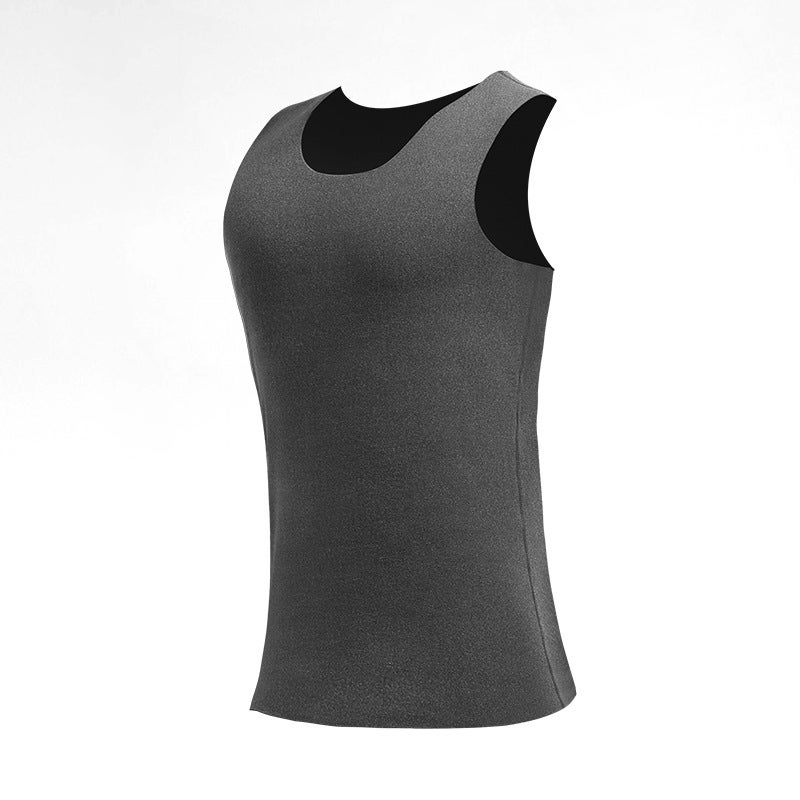 Mens Warm Fleece-Lined Vest Sleeveless T-shirt Dark gray  - Image 1