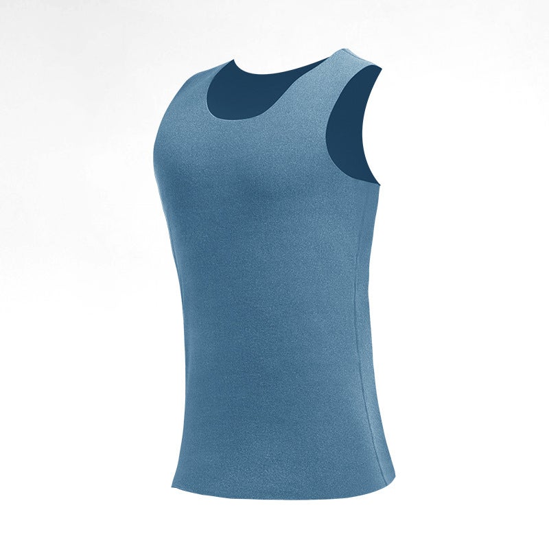 Mens Warm Fleece-Lined Vest Sleeveless T-shirt Dark gray  - Image 2