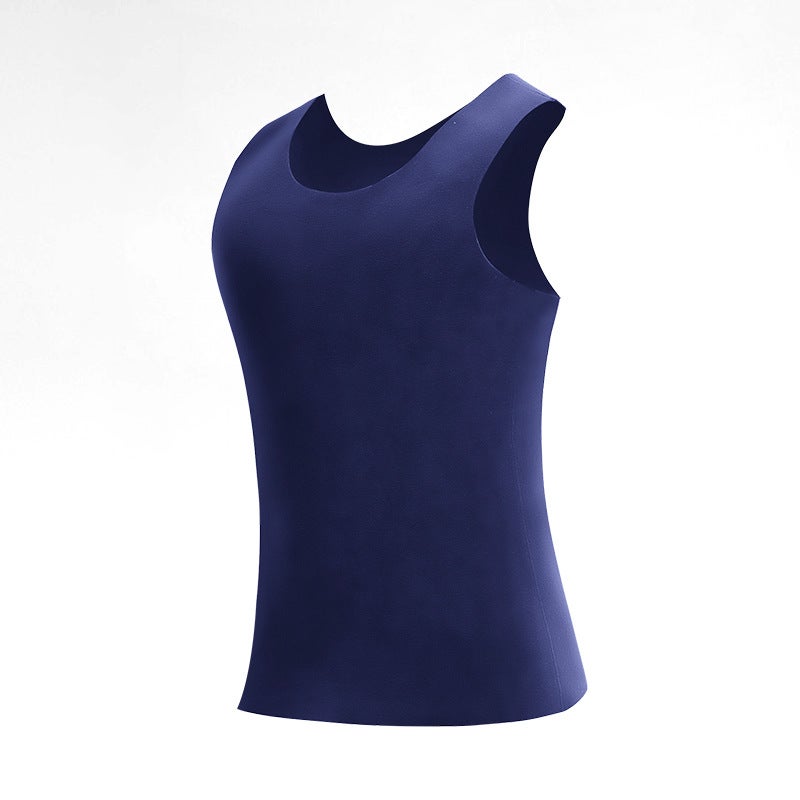 Mens Warm Fleece-Lined Vest Sleeveless T-shirt Dark gray  - Image 3
