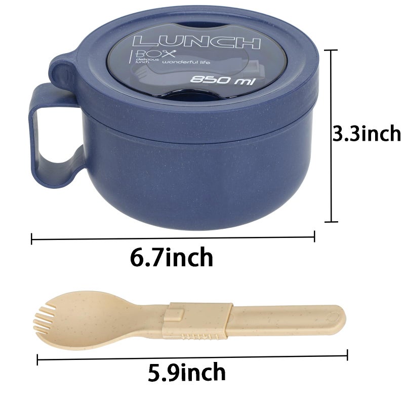 Ronanemon Unbreakable Microwave Soup Mugs with Lids and Handles,Microwave Ramen Bowl with Lid for Soup and Instant Noodles,Oatmeal, Gumbo, Salad,BPA Free (Sapphire Blue) - Image 3