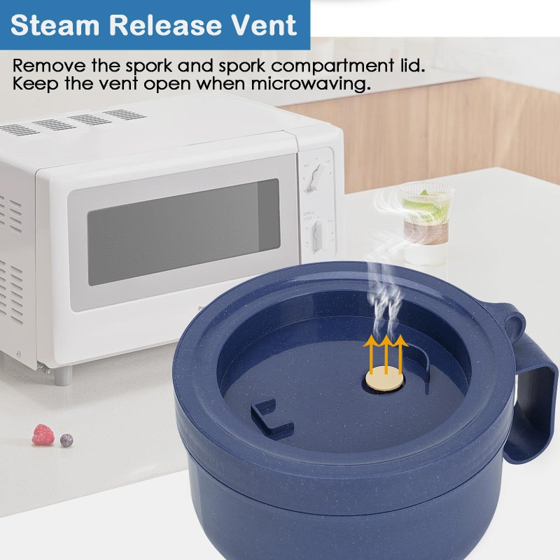 Ronanemon Unbreakable Microwave Soup Mugs with Lids and Handles,Microwave Ramen Bowl with Lid for Soup and Instant Noodles,Oatmeal, Gumbo, Salad,BPA Free (Sapphire Blue) - Image 5