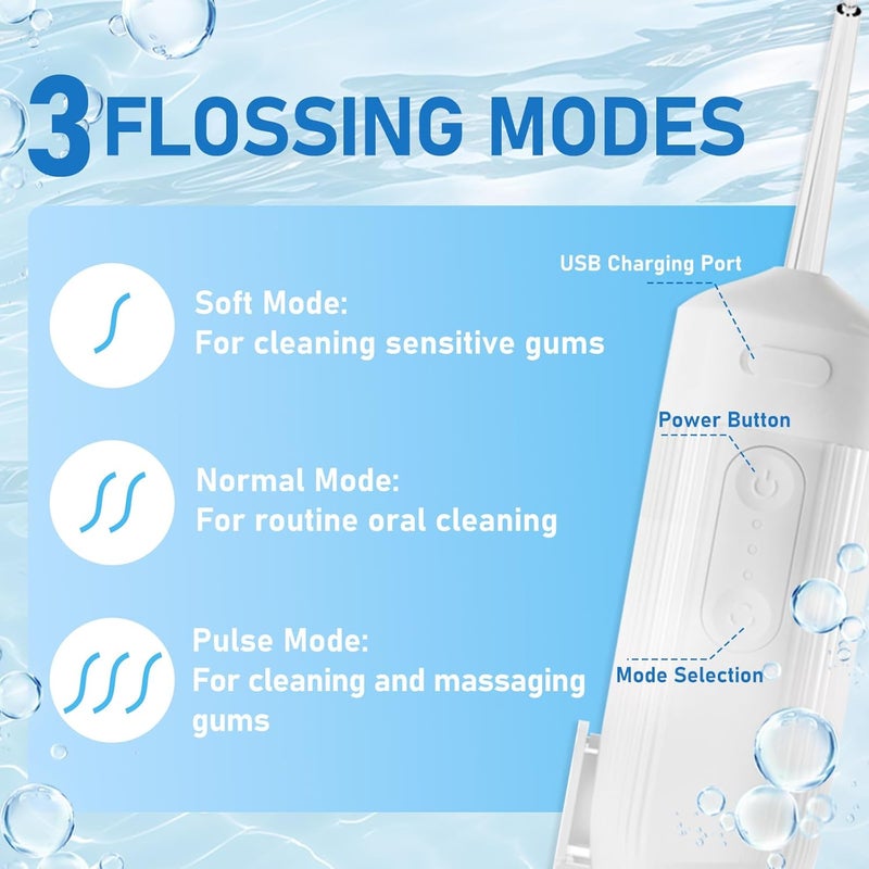 houscly Portable Water Flosser for Teeth Travel Mini Small Water Flosser Compact Electric Oral Irrigator Dental Flossing for Teeth Cleaning Cordless Advanced Tonsil Stone Kids Adults Braces - Image 3
