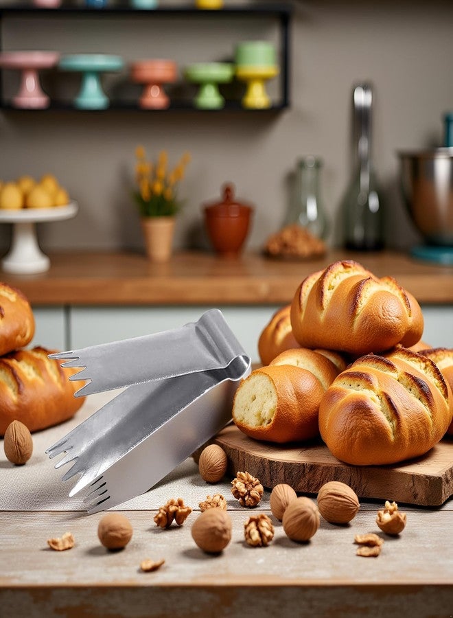 Bwexxt Silver Tweezers Tongs Pastry Tools, Stainless Steel Stainless Steel Walnut Clip Baking Bread Dessert Pastry Decoration Peanut Engraving Mold Cake Bun Decorating Tool Walnut Clip Kitchen - Image 5