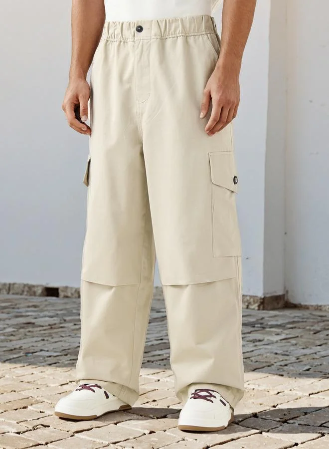 Lee Cooper Parachute Fit Pants with Button Closure and Pockets