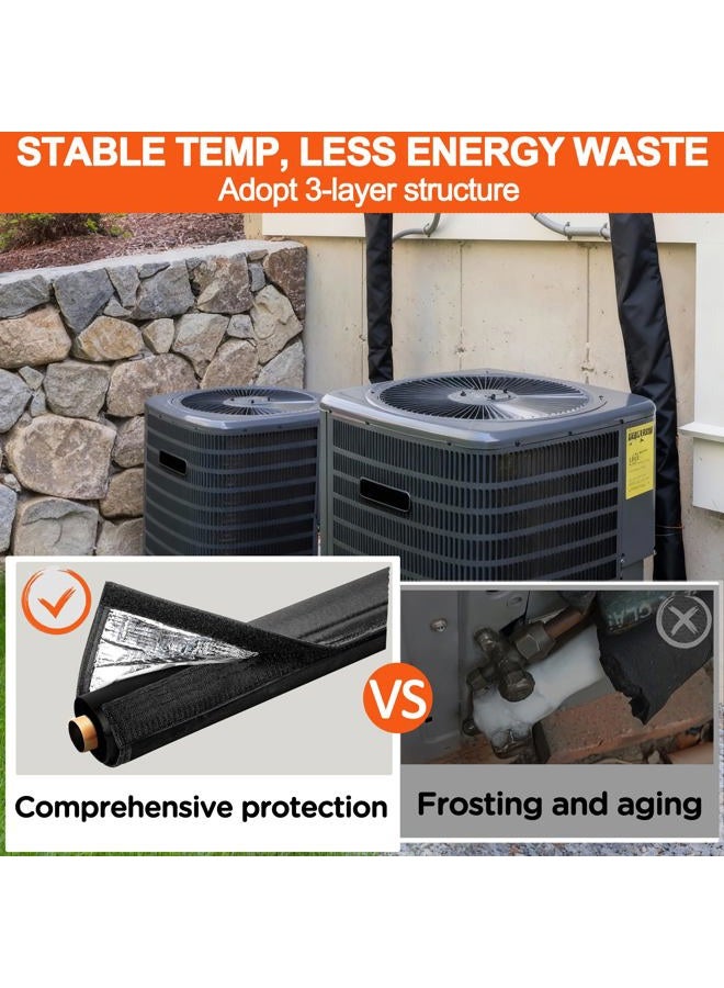 ZEHYRNE (1 عبوة) غلاف عزل أنابيب النحاس HVAC ثلاثي الطبقات، 72 × 10.2 بوصة غلاف عزل خط تكييف 900D أكسفورد، لف قابل للتعديل لتكييف الهواء المنفصل، مضخة حرارية - مع 6 روابط معدنية - Image 5