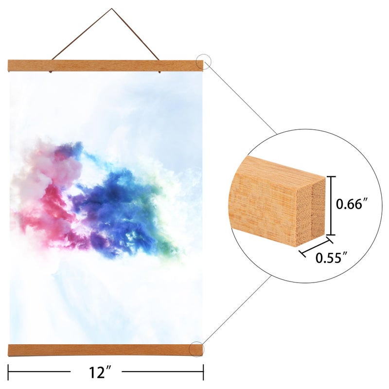 Medog Magnetic Poster Hanger Frame  12"" Wide Magnetic Poster Hanger Frame  Display Posters 12x18 12x16 12x20 12x24 12x36 Picture Frame  Teak Wood Natural 1 Pack - Image 2