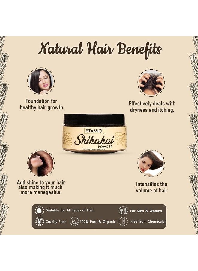 STAMIO Amla Reetha Shikakai Powder Combo For Hair Pack Wash Mask Diy ; Seedless Indian Gooseberry ; Pure Aritha Soapnuts ; Acacia Concinna ; Natural Cleanser/Shampoo ; In Jar 150 Gm (50Gm X 3) - Image 5