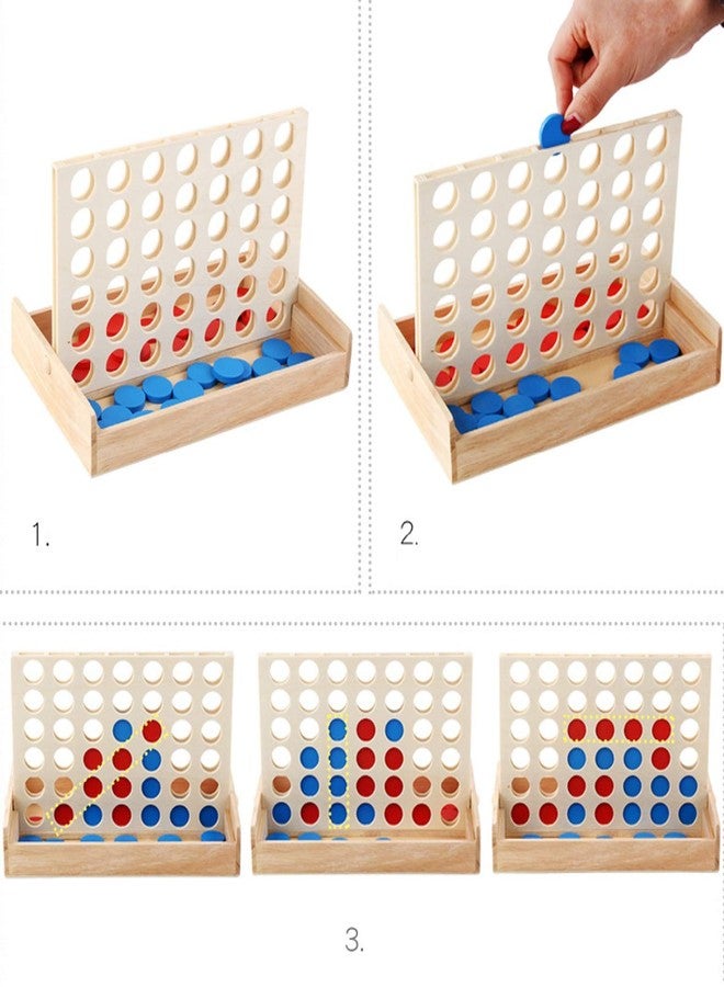 SHUYUE 4 in a Row Wooden Board Game Foldable Line Up 4 Classic Family Toy Educational Toy For Kids and Family - Image 3