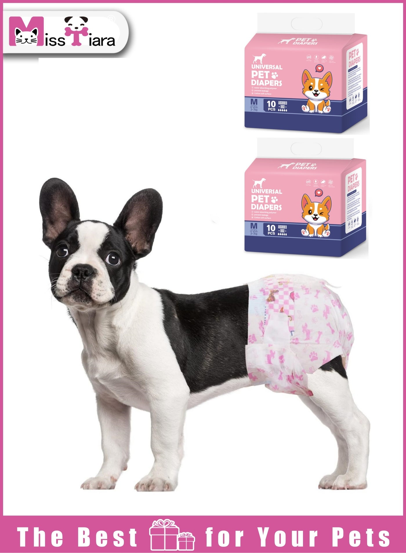 Female Dogs Diapers - 20 count Disposable Pet Diapers Super Absorbent Soft Suitable for Female Puppy Cats or Dogs with Leak Protection, Excitable Urination, Incontinence 3-7kg Pink Size M