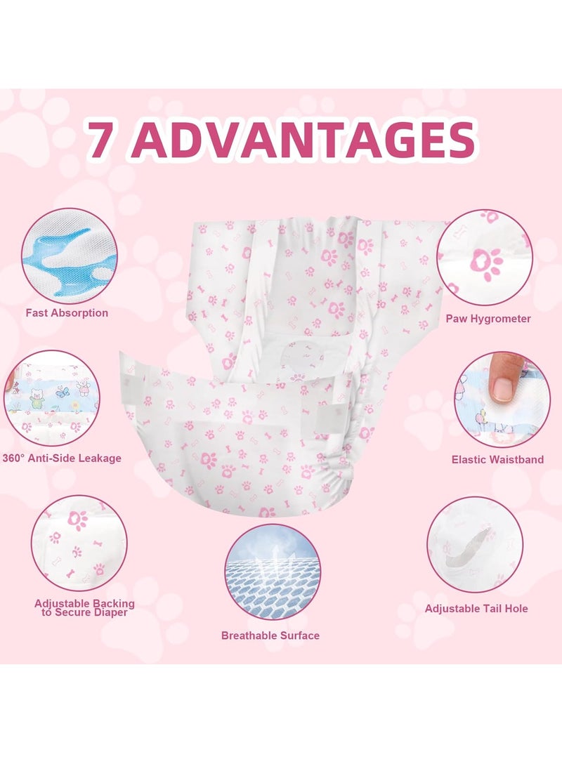 MissTiara Female Dogs Diapers - 20 count Disposable Pet Diapers Super Absorbent Soft Suitable for Female Puppy Cats or Dogs with Leak Protection, Excitable Urination, Incontinence 3-7kg Pink Size M - Image 2