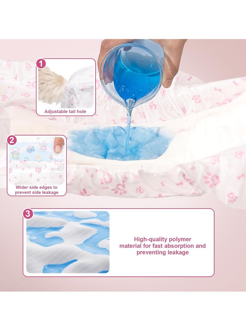MissTiara Female Dogs Diapers - 20 count Disposable Pet Diapers Super Absorbent Soft Suitable for Female Puppy Cats or Dogs with Leak Protection, Excitable Urination, Incontinence 3-7kg Pink Size M - Image 3