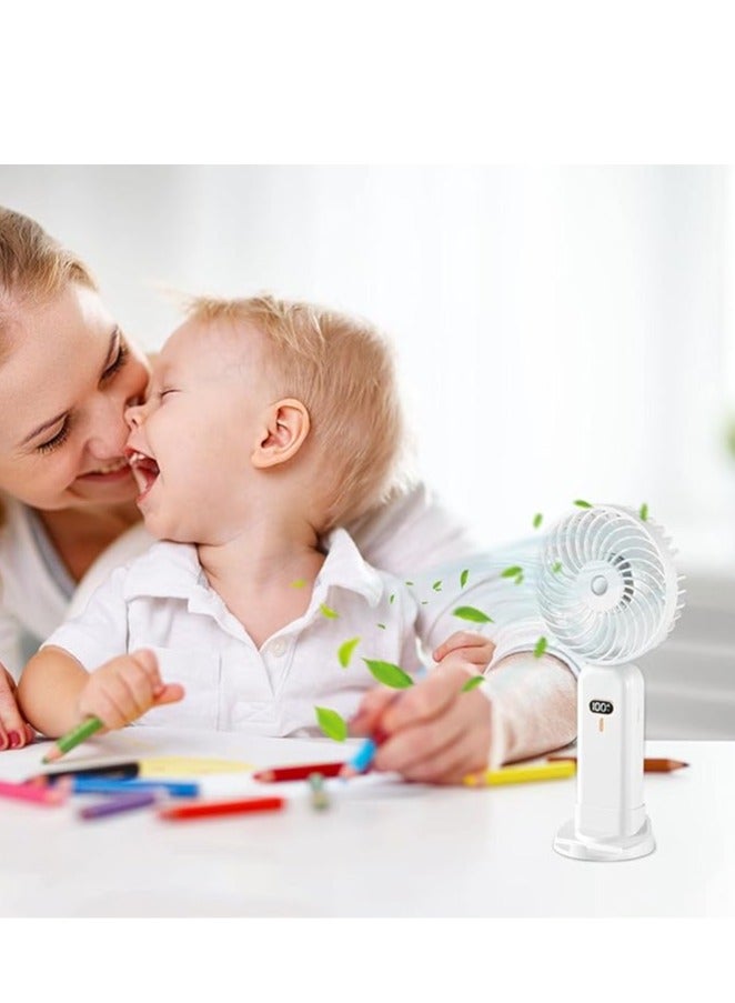 Mini Handheld Fan, 5000mAh Rechargeable Battery, 5-Speed Adjustable Wind Speed Mode, Small Pocket Fan for Indoor and Outdoor, Mini Travel Fan with Smart LED Digital Display - Image 2