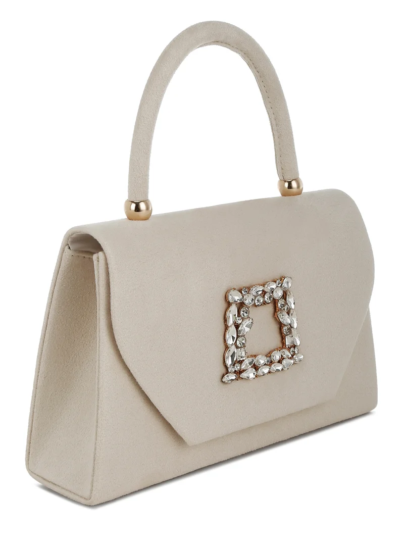 London Rag Mini Top Handle Brooch Bag in White