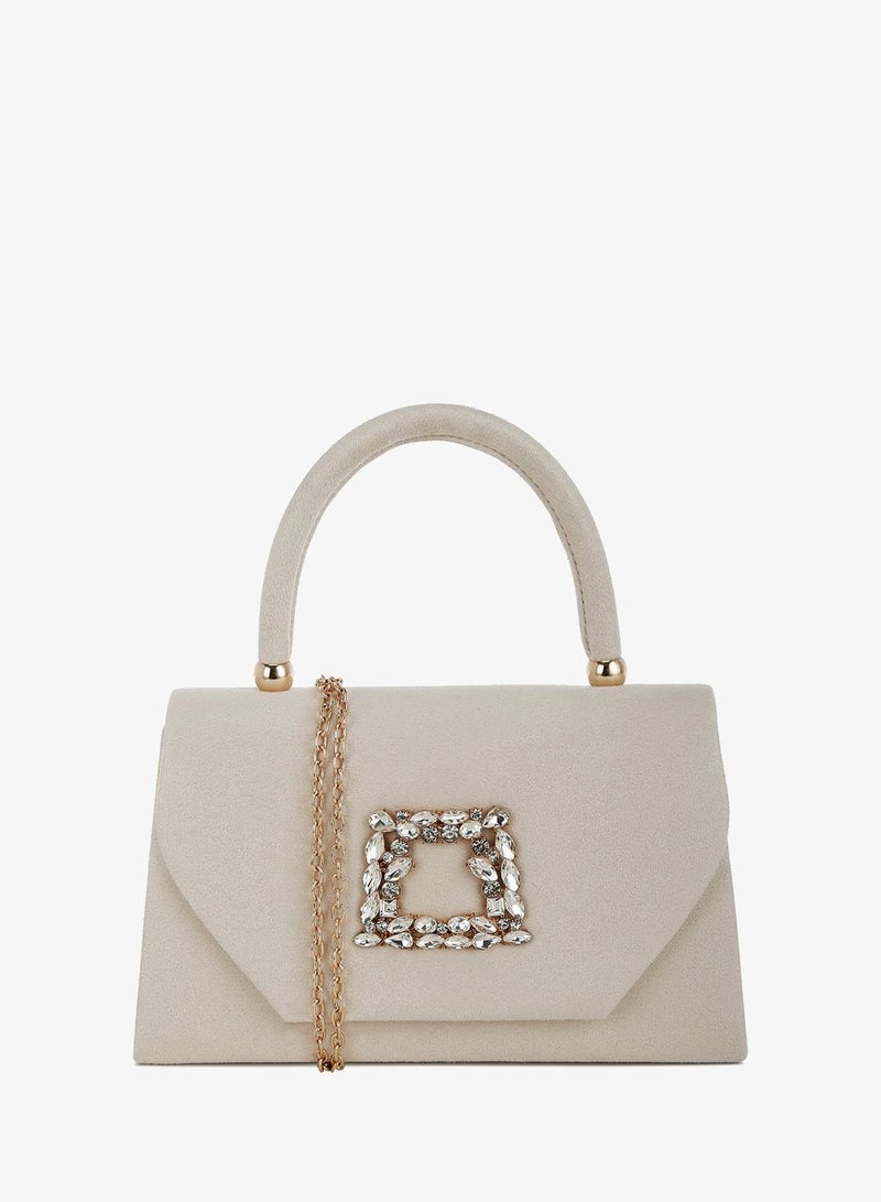 London Rag Mini Top Handle Brooch Bag in Beige - Image 1