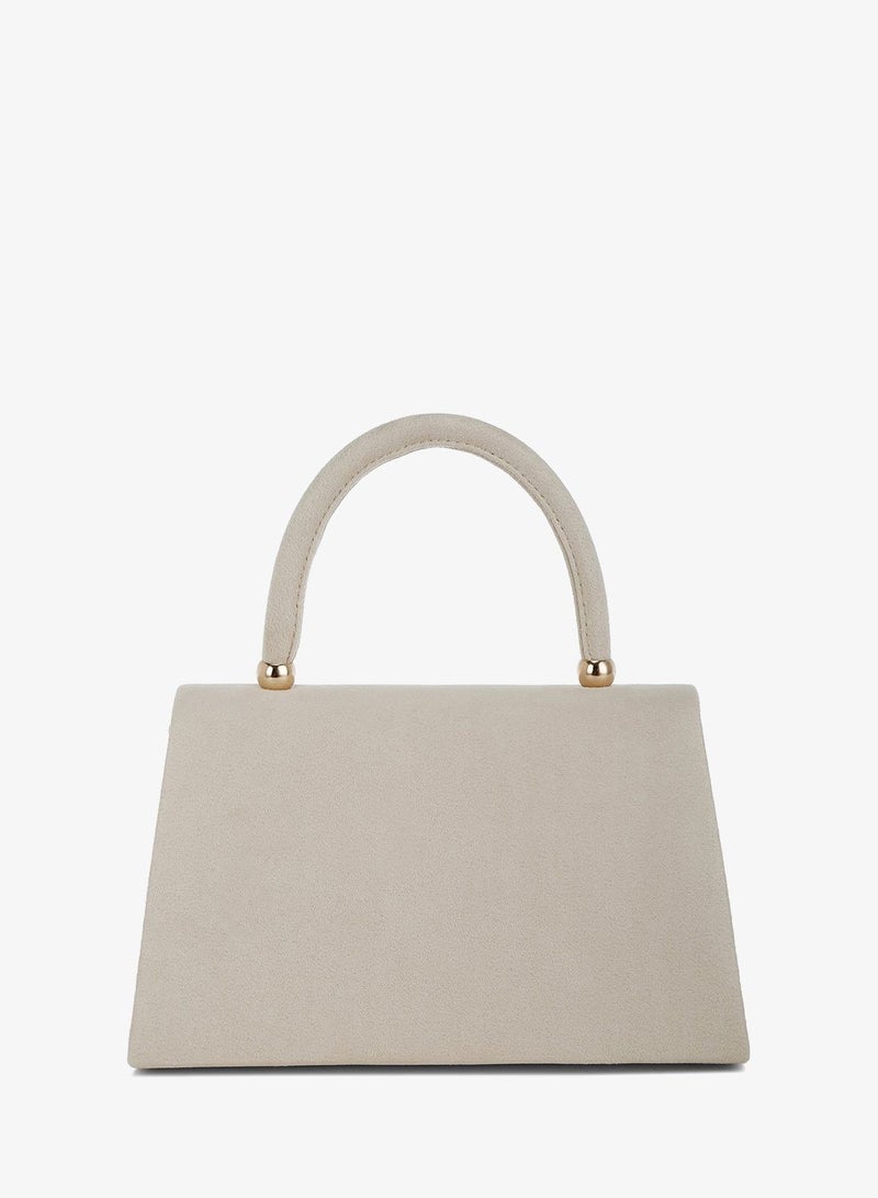 London Rag Mini Top Handle Brooch Bag in Beige - Image 4