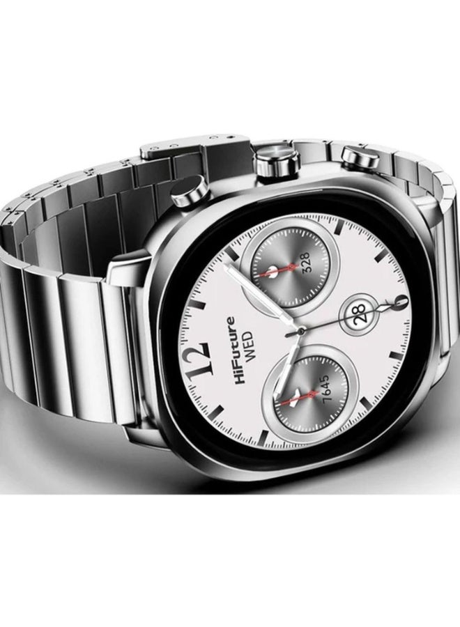 HiFuture HiFuture AIX Stainless Steel Smartwatch, 1.43" AMOLED Display, Wireless Calling, Health Monitoring, 10-Day Battery Life, IP67 Waterproof - Silver  - Image 3
