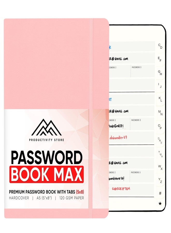 PRODUCTIVITY STORE Best Password Book With Alphabetical Tabs | Password Book, Organizer & Notebook | Password Keeper To Keep Website Logins & Passwords Safe | Black | Medium 5x8 - Image 1