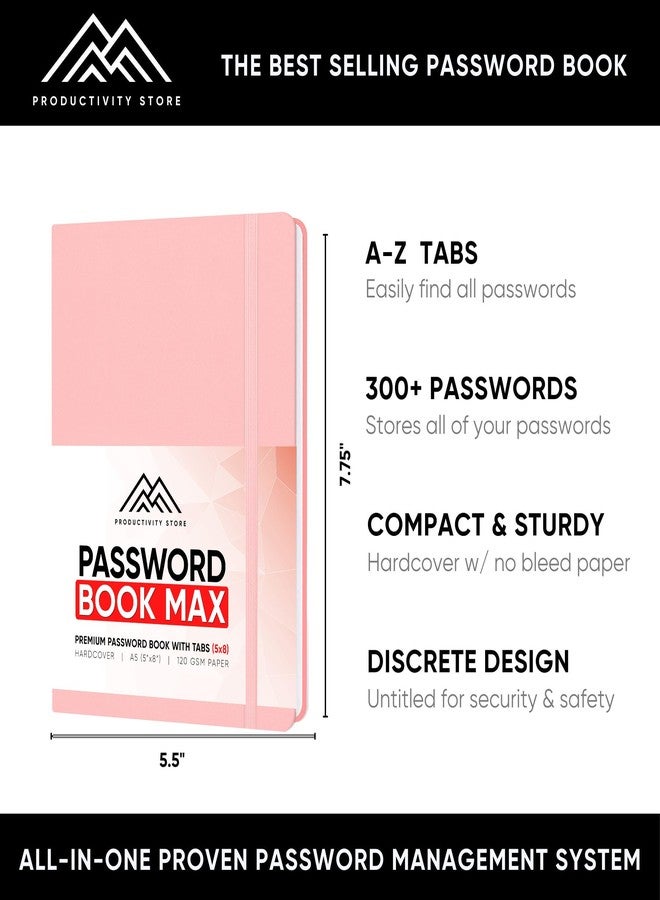 PRODUCTIVITY STORE Best Password Book With Alphabetical Tabs | Password Book, Organizer & Notebook | Password Keeper To Keep Website Logins & Passwords Safe | Black | Medium 5x8 - Image 2