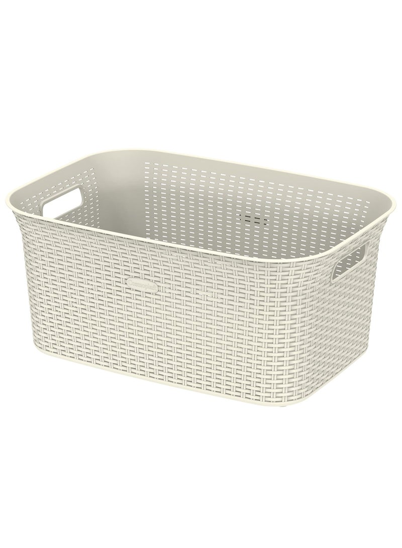 Cosmoplast 50L Cedarattan Laundry Basket off white