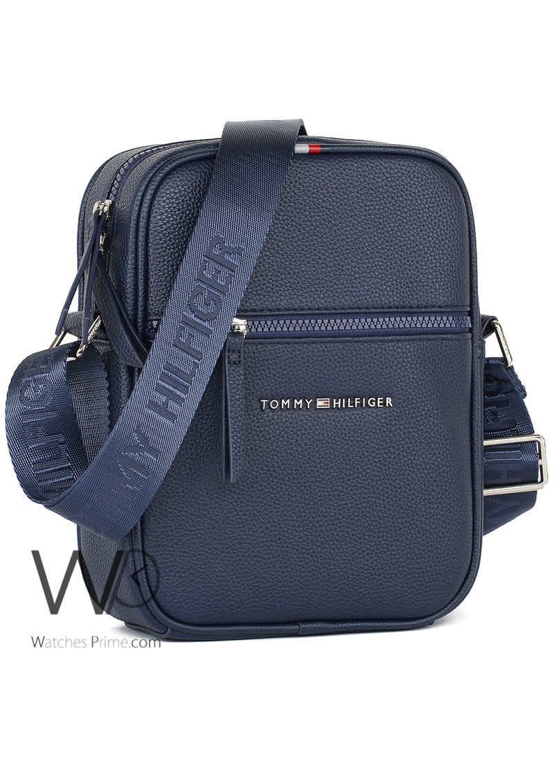 Tommy Hilfiger Plus Leather Tommy Hilfiger Crossbody Messenger Shoulder Navy Blue Men Bag  - Image 2