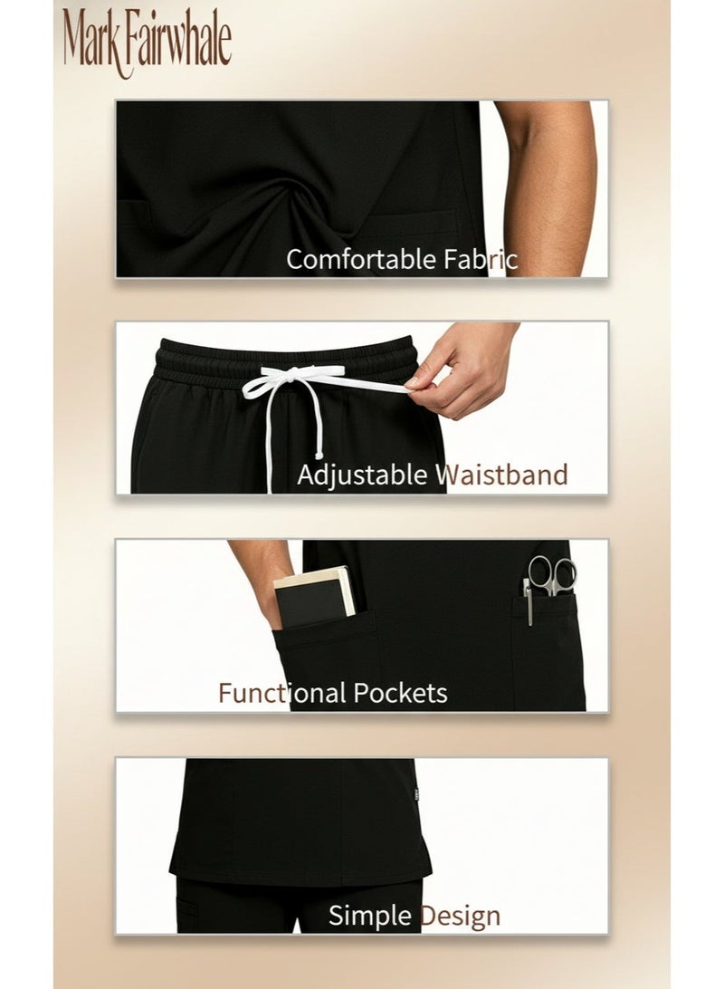 Mark Fairwhale New Minimalist V-Neck Short Sleeved Ankle Binding Men's Medical Hand Wash Suit Set - Image 2