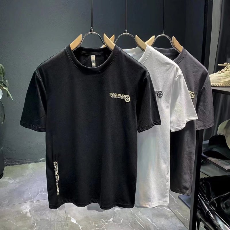 Korean Version Of Short Sleeve T-Shirt Men'S Summer Cotton Fashion T-Shirt Trend Slim Versatile Printed Jacket. - Image 2