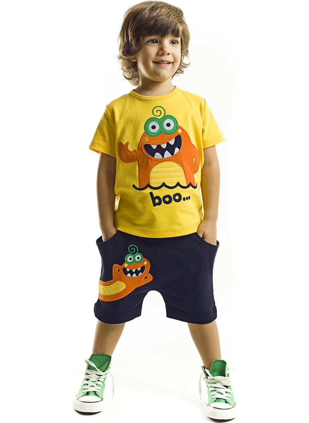 Denokids Lake Monster Boy T-shirt Shorts Set