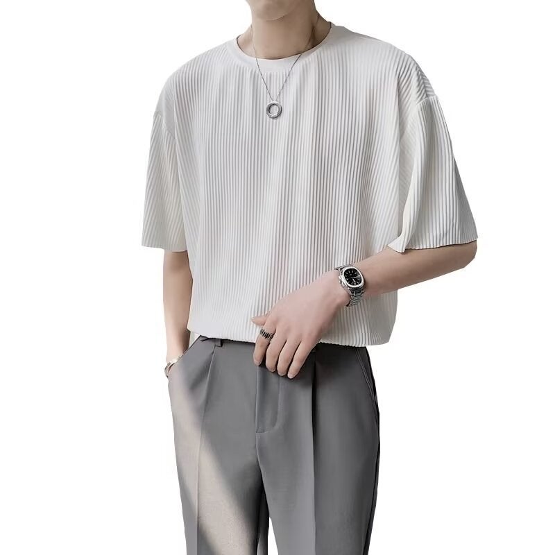 New Short-Sleeved T-Shirt Men'S Summer Korean-Style Trendy Simple Half-Sleeved Top Hong Kong-Style Loose Casual Trendy Brand T-Shirt - Image 3