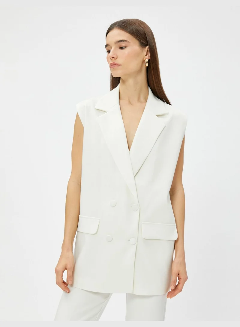 KOTON Buttoned Wrapped Blazer Vest