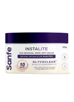 Sanfe Detan Cream Instalite Detan Wipe Off 200 Gm | With Glycoclear Technology | 1 Tone Brighter In 10 Mintues | For Legs, Arms, Underarms And Back | Detan Cream Pack For Tan Removal & Glowing Skin  - Image 1