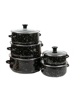 Sharpdo 10-Piece Cookware Sets With Glass Lids, Enamel Pots Sets for Soup 16/18/20/22/24cm  - Image 5