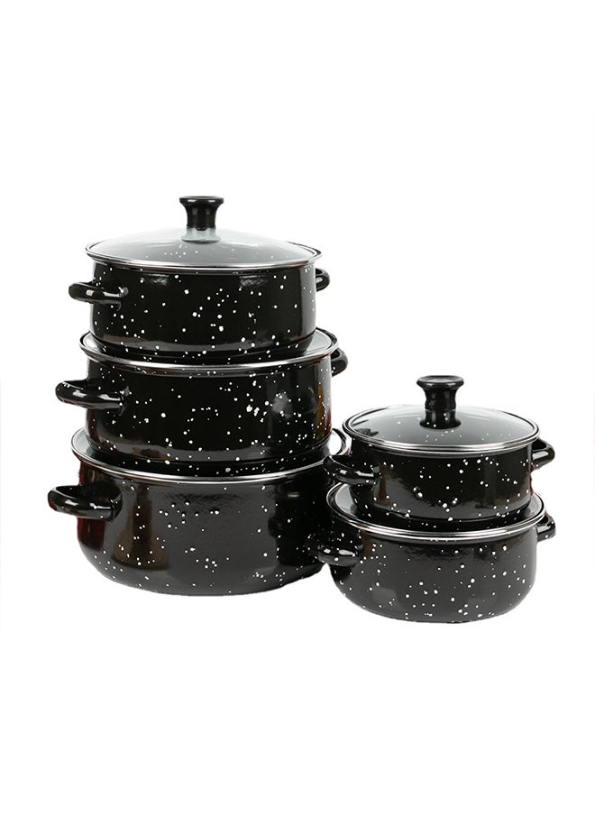 Sharpdo - 10-Piece Cookware Sets With Glass Lids, Enamel Pots Sets for Soup 16/18/20/22/24cm - Image 1