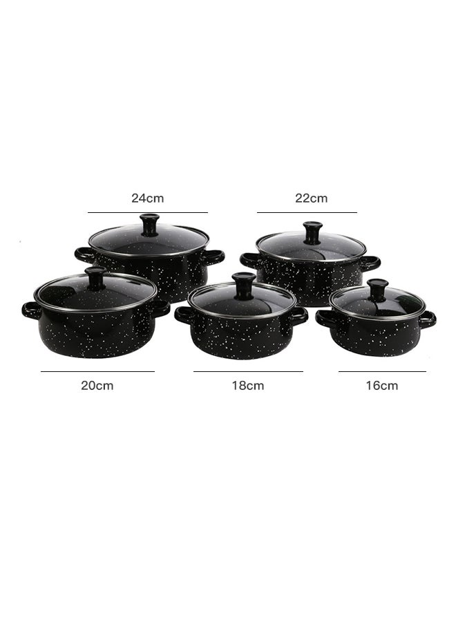 Sharpdo - 10-Piece Cookware Sets With Glass Lids, Enamel Pots Sets for Soup 16/18/20/22/24cm - Image 1
