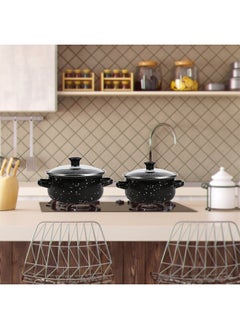 Sharpdo 10-Piece Cookware Sets With Glass Lids, Enamel Pots Sets for Soup 16/18/20/22/24cm  - Image 2