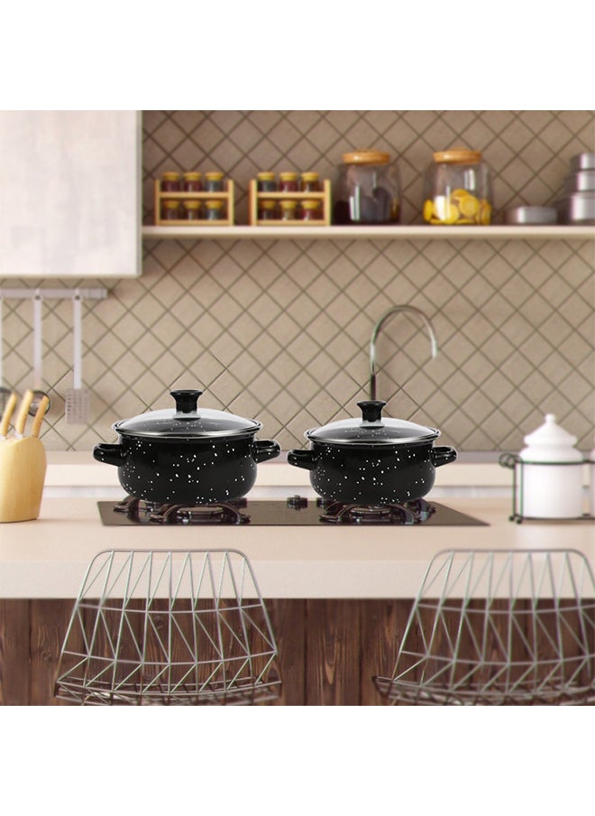 Sharpdo - 10-Piece Cookware Sets With Glass Lids, Enamel Pots Sets for Soup 16/18/20/22/24cm - Image 1