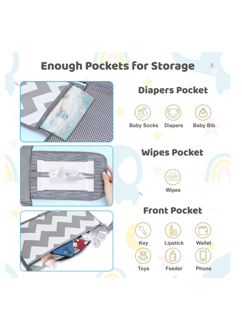 Excefore Baby Portable Diaper Changing Pad, Baby Changing Pad & Diaper Changer Travel Bag, Smart Design Baby Changing Mat, Waterproof Travel Diaper Changing Kit, Gifts for Baby Shower (Grey Wave)  - Image 2