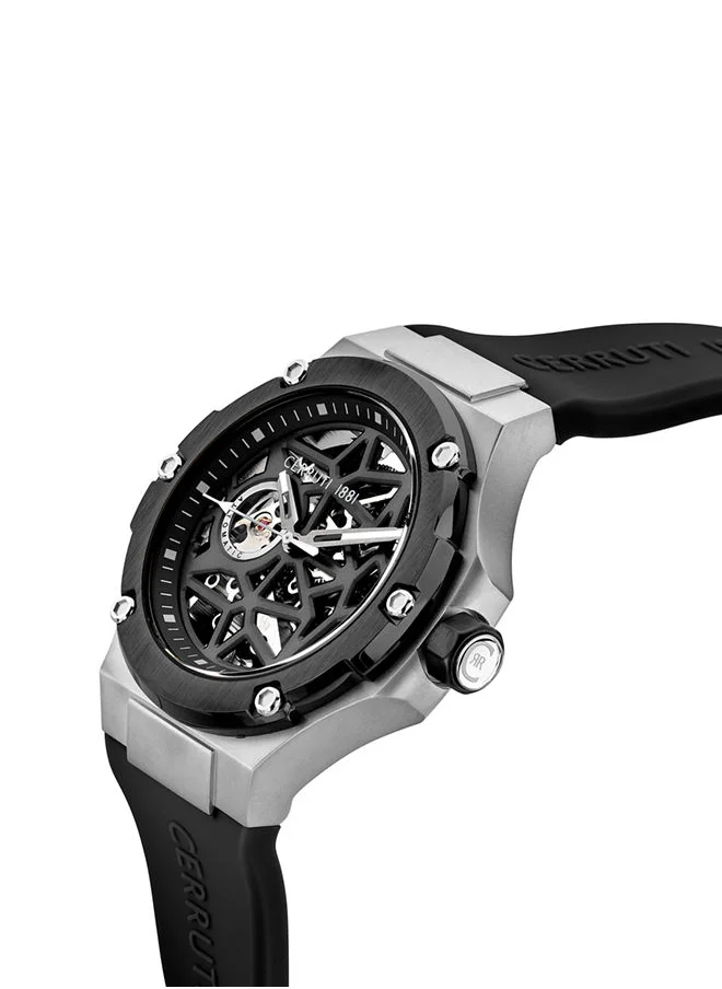 شيروتي 1881 Lucardo 44mm Men's Automatic Watch with Black Silicone  Strap