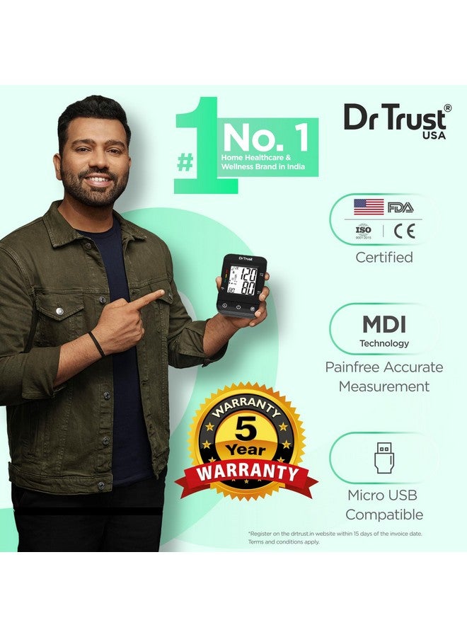 دي آر تراست جهاز قياس ضغط الدم الرقمي المريح الأوتوماتيكي بالكامل من Dr Trust (الولايات المتحدة الأمريكية) بتقنية Mdi (أسود) - Image 2