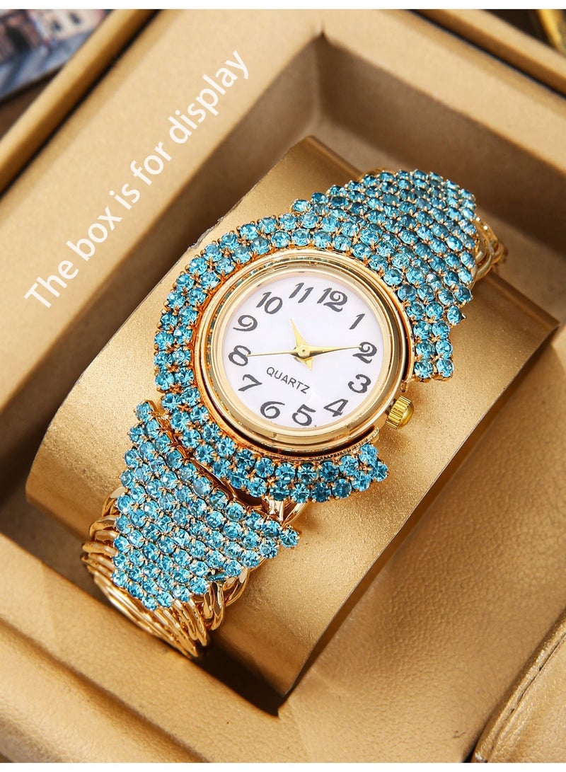 Five piece ladies' shiny luxury bracelet style watch set, suitable for dates, dinners, daily wear, perfect for giving her a perfect holiday birthday gift - Image 3