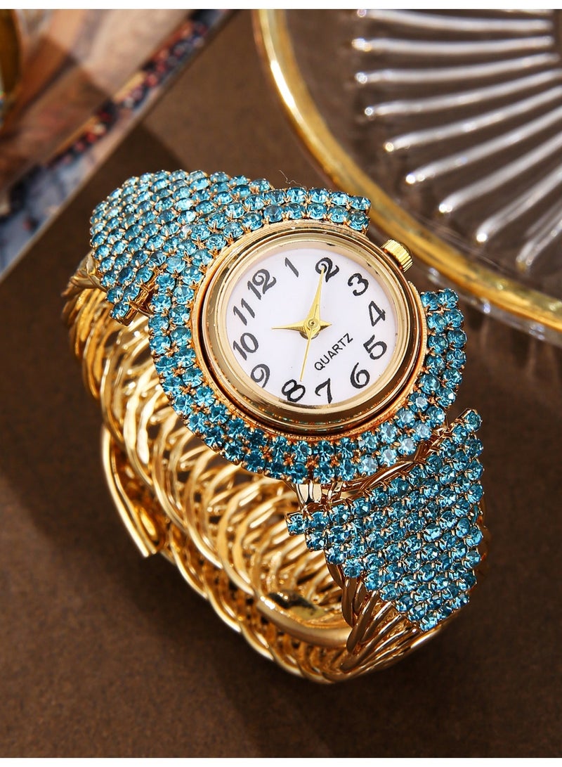 Five piece ladies' shiny luxury bracelet style watch set, suitable for dates, dinners, daily wear, perfect for giving her a perfect holiday birthday gift - Image 4