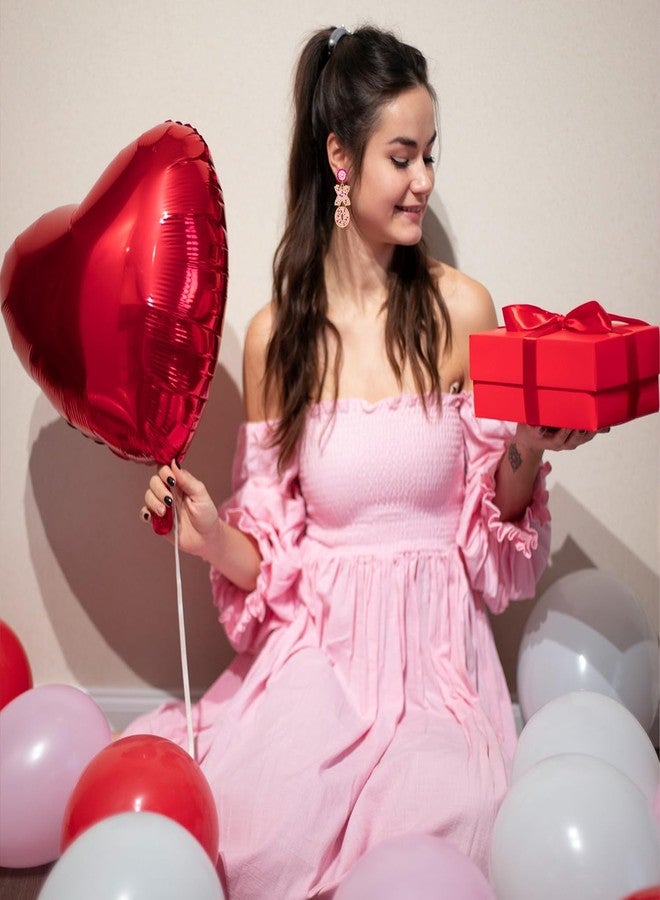 BVGA Valentine’s Day Earrings Beaded XOXO Drop Earrings Fashion Pink Trendy Crystal Big Love Dangle Earrings for Women Statement Jewelry (Pink XO) - Image 5